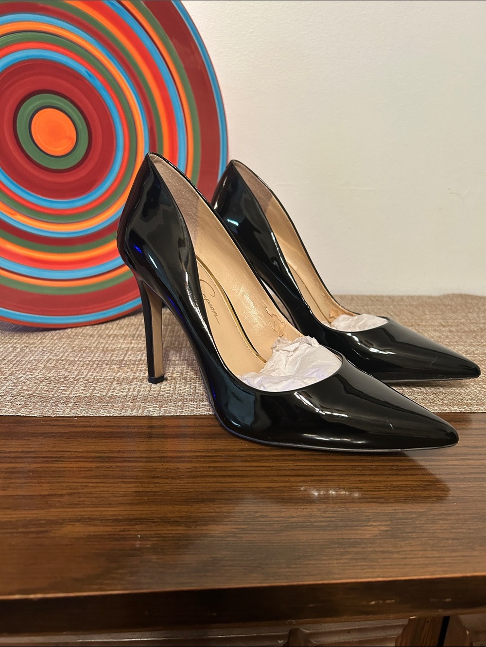 Jessica Simpson Black Patent Pointed-Toe Stiletto Pumps